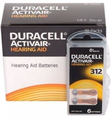 #ad Fresh Lot 6 to 300 Duracell Activair Hearing Aid Batteries Size 312 Fast Ship $16.25