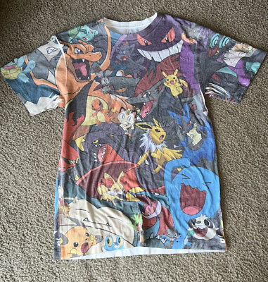 #ad 2014 Nintendo Pokemon All Over Print Shirt Tee Size M Video Game Gaming Cartoon $19.99