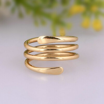 #ad 18k Yellow Gold Plated Adjustable Spiral Ring Daily Wear Rings For Women#x27;s $79.19