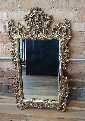 #ad Vintage Syroco Wood Gold Ornate Wall Mirror Hollywood Regency $149.99