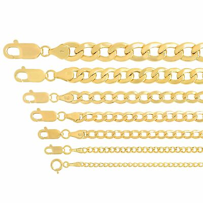 #ad 14K Yellow Gold 2 7.5mm Curb Cuban Chain Link Necklace Bracelet Sz 7quot; 30quot; Hollow $391.77
