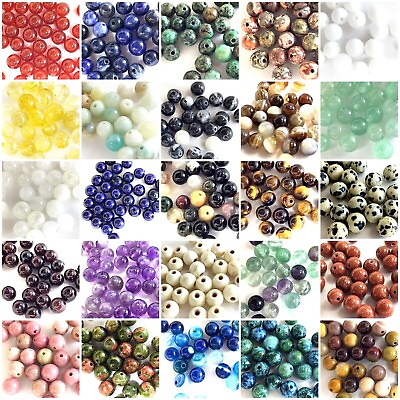 #ad #ad Natural Gemstone Beads lot Smooth Round Loose Bead 100pcs 4mm 6mm 8mm 10mm 12mm $5.99