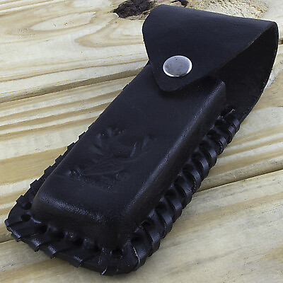 #ad 5quot; REAL LEATHER KNIFE CARRYING POUCH w BELT LOOP Tool Folding Case Sheath Black $5.95