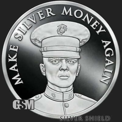 #ad 2020 1 oz MAKE SILVER MONEY AGAIN PROOF MINIMINTAGE SILVER SHIELD IN STOCK $66.95