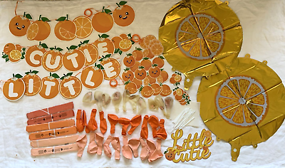 #ad Little Cutie Baby Shower Decor party Citrus banners balloons pompoms mylar 93 Pc $11.60