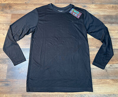 #ad Aeropostale Men#x27;s Long Sleeve Sleepwear Black Gray Soft Shirt Size Small New $17.00