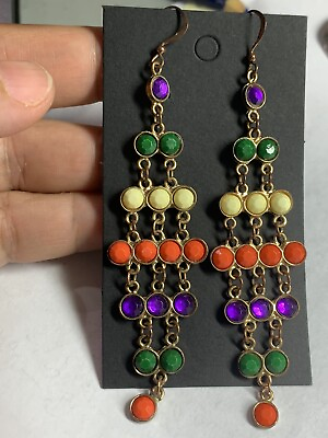 #ad Long Dangle Colorfull Earrings $12.00