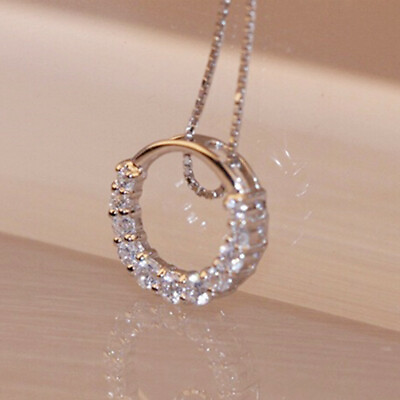 #ad Fashion 925 Silver Necklace Pendant Women Cubic Zircon Wedding Jewelry $2.09
