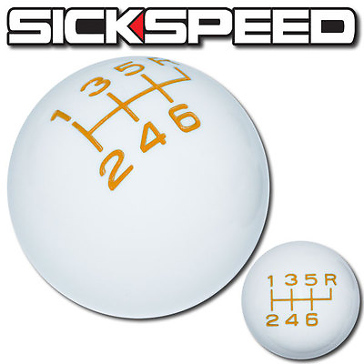 #ad WHITE YELLOW VINTAGE SHIFT KNOB 6 SPEED SHORT THROW SHIFTER SELECTOR 12X1.25 S08 $26.88