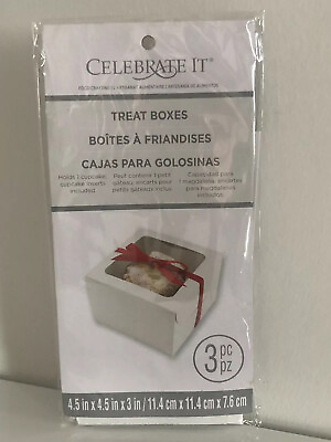 #ad Celebrate It Treat Boxes Cakes Cupcakes Baked Goods Gift Containers 3 pk White $6.99