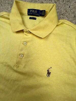 #ad Polo Ralph Lauren Short Sleeve Polo Shirt Mens Medium Solid Yellow Classic Fit $15.41