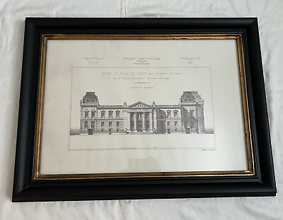 #ad Beaux Arts￼ Architectural Print Black and Gold Frame $325.00