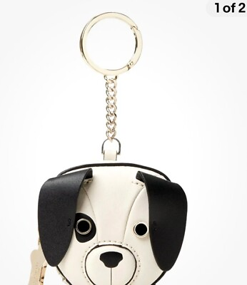 #ad Kate Spade Claude Dog Smooth Leather Coin Purse Bag Charm Keychain $69.00