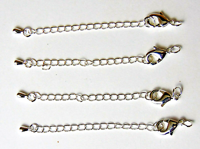 #ad 10 Necklace EXTENDERS Silver Brass Curb CHAIN 2 3 4quot; 3quot; Long w Lobster Clasp $5.99
