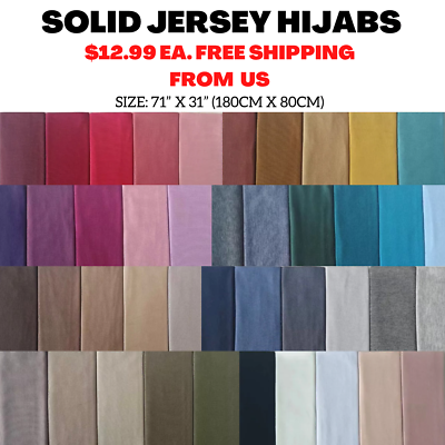 #ad Ladies Large Jersey Hijab Wrap Easy Soft No Pins Everyday Comfy Plain Head Cover $12.99