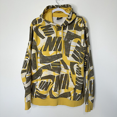 #ad Nike Futura Club Pullover Fleece Hoodie Mens Size L Yellow Gray DM1229 761 $25.00