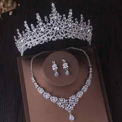 #ad #ad Crystal Bridal Jewelry Sets Tiaras Crown Earrings Necklace Wedding Jewelry Set $31.67