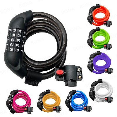 #ad Heavy Duty 5 Digit Combination Password Bike Cable Electric Bicycle Chain Lock $7.99