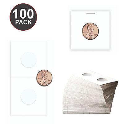 #ad 100 BCW 2X2 Cardboard Coin Flips Paper Storage For 19mm US Lincoln Penny $7.85