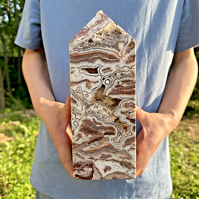 #ad 5010g Natural crazy lace agate obelisk quartz crystal tower point healing gift $276.00