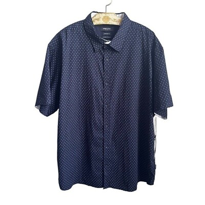#ad Kenneth Cole New York Short Sleeve Button Front Shirt Men#x27;s Size 3X New NWT Blue $27.99