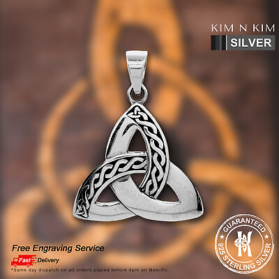 #ad Celtic Triquetra Pendant Necklace ✔️Celtic Knot ✔️925 Silver ✔️Free Engraving GBP 26.50