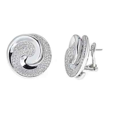 #ad Classic Round Cut White CZ 1.15 CT 935 Silver Women#x27;s Beautiful Clip On Earrings $130.00
