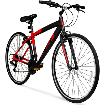 #ad Hyper Bicycle 700c Men#x27;s Spin Fit Hybrid Bike Black and Red $273.52