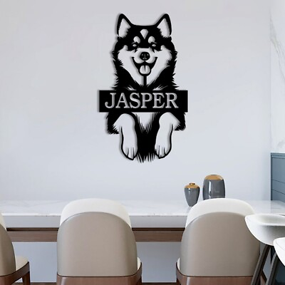 #ad Custom Siberian Husky Sign Dog Metal Wall Art Dog Home Decor Dog Name Sign $41.99