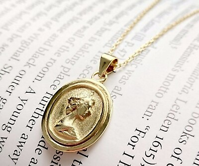 #ad Women Girl Sterling Silver Queen Elizabeth Gold Coin Necklace Women 15 17quot; $20.50
