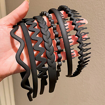 #ad Plastic Headband Wave Style Hoop Band Comb Sports Hairband Women Hair Ornament $1.21