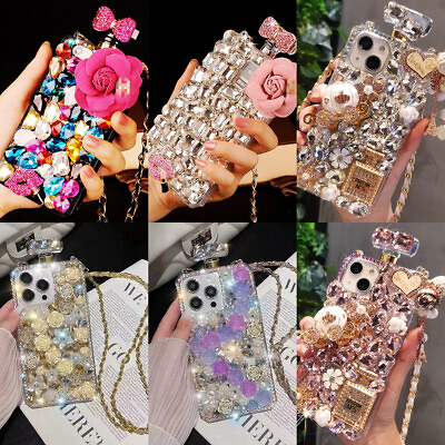 #ad For iPhone 15 14 Pro Max 13 12 11 X 3D Bling Sparkle Perfume Bottle Diamond Case $14.99
