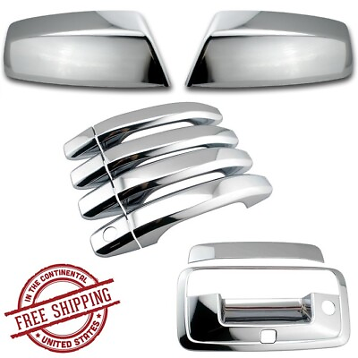 #ad For 2014 2018 Chevy Silverado Chrome Top Mirror 4Dr Handle Tailgate Cam Covers $44.99