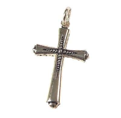 #ad Silvertone Cross Charm Pendants For Jewelry Making 1quot;x .65quot; Pack Of 5 $3.00