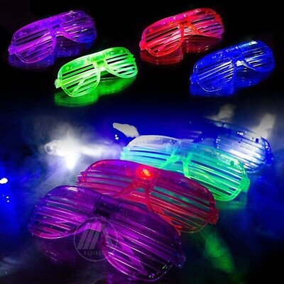 #ad 12 pcs Shutter Flashing Eyeglasses Shade LED Light Up Toys Party Gift Supplies $15.99