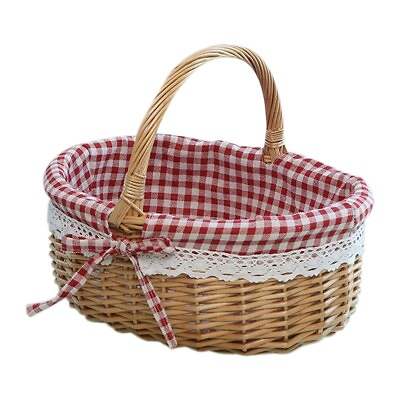 #ad #ad Wicker Basket Gift Baskets Empty Oval Willow Woven Picnic Basket with I4J4 AU $31.99