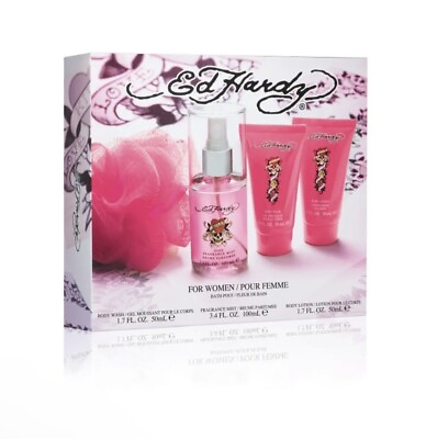 #ad #ad Ed Hardy 4 Pc Fragrance Gift Set Body Wash amp; Scrub Fragrance Mist Body Lotion $11.69