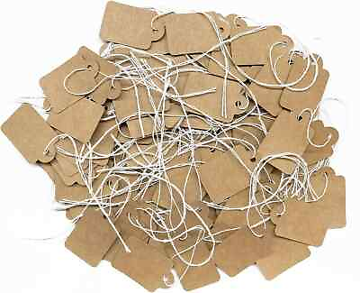 #ad 200Pcs Kraft Price Tags with String Attached Labels Display Tags Paper Hang $7.97