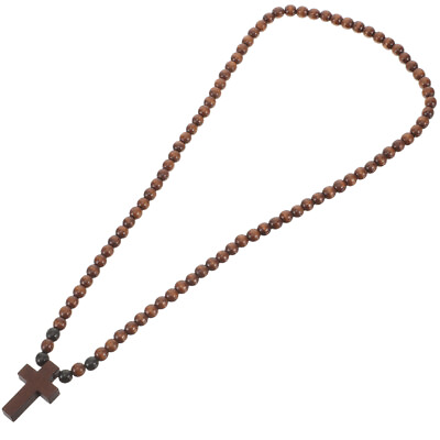 #ad #ad Wooden Cross Necklace For Men Beaded Chain Necklace Rosary Trendy Necklace $9.35