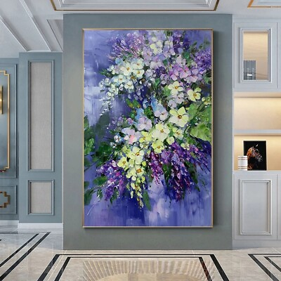 #ad Hand Painted Oil Painting Abstract Flower Painting Orchid Decor Painting Purple $99.80