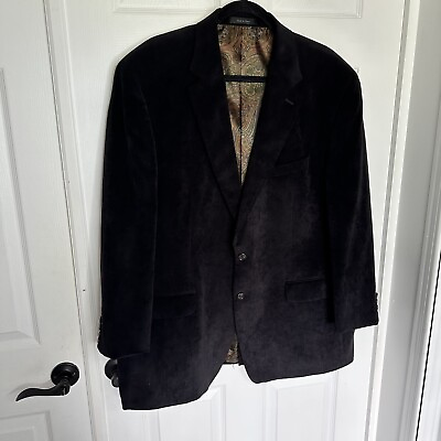 #ad Lauren Ralph Men#x27;s Black Corduroy Blazer Sport Coat Jacket Sz 48R 48 Classy $49.00