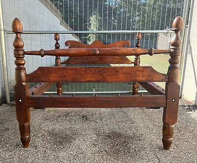 #ad Antique Early 1900s Full Size Primitive Pre War Acorn Rope Peg Rail Bed $1849.00