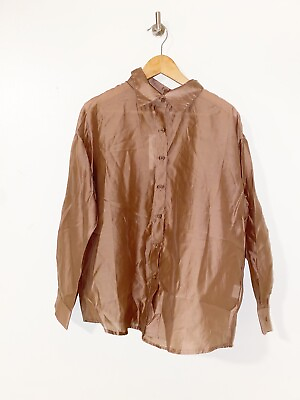 #ad Shein Women Brown Split Tie Back NWOT Shirt Size Large $9.90