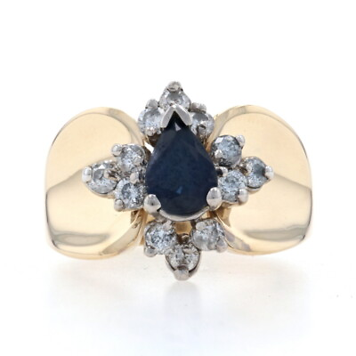 #ad Yellow Gold Sapphire amp; Diamond Ring 14k Pear 1.23ctw $849.99