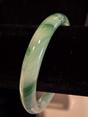 #ad Light Green Natural Genuine Taiwanese Jade Bangle $145.00