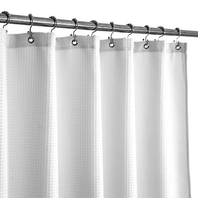 #ad Waffle Weave Fabric Shower Curtain Hotel Spa Luxury White Heavyweight Curta... $26.09