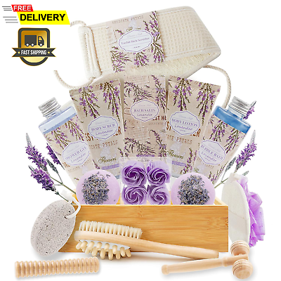 #ad Luxury Spa Gift Baskets for Women in Lavender Essential Christmas Birthday Gift $70.73