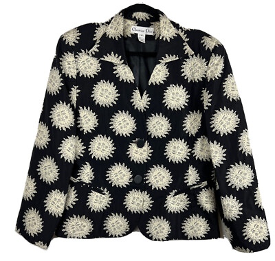 Vintage 80s Christian Dior Women#x27;s 16 “Fornasettiquot; Soleil Sun Jacket XL USA Made $112.50