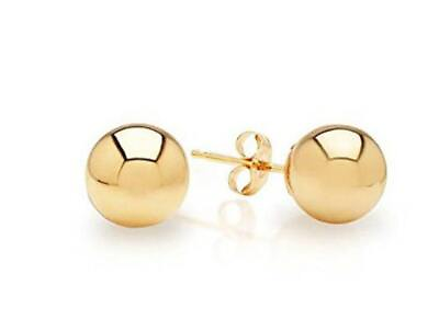 #ad Authentic 14kt Solid Yellow Gold Stud Earrings Polished Ball Bead Studs 14k 14kt $27.37