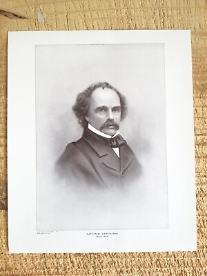 #ad NATHANIEL HAWTHORNE.12quot; x 10quot; PERRY ENGRAVING PRINT.EX LIB STICKER IN BACK*PPB $10.40